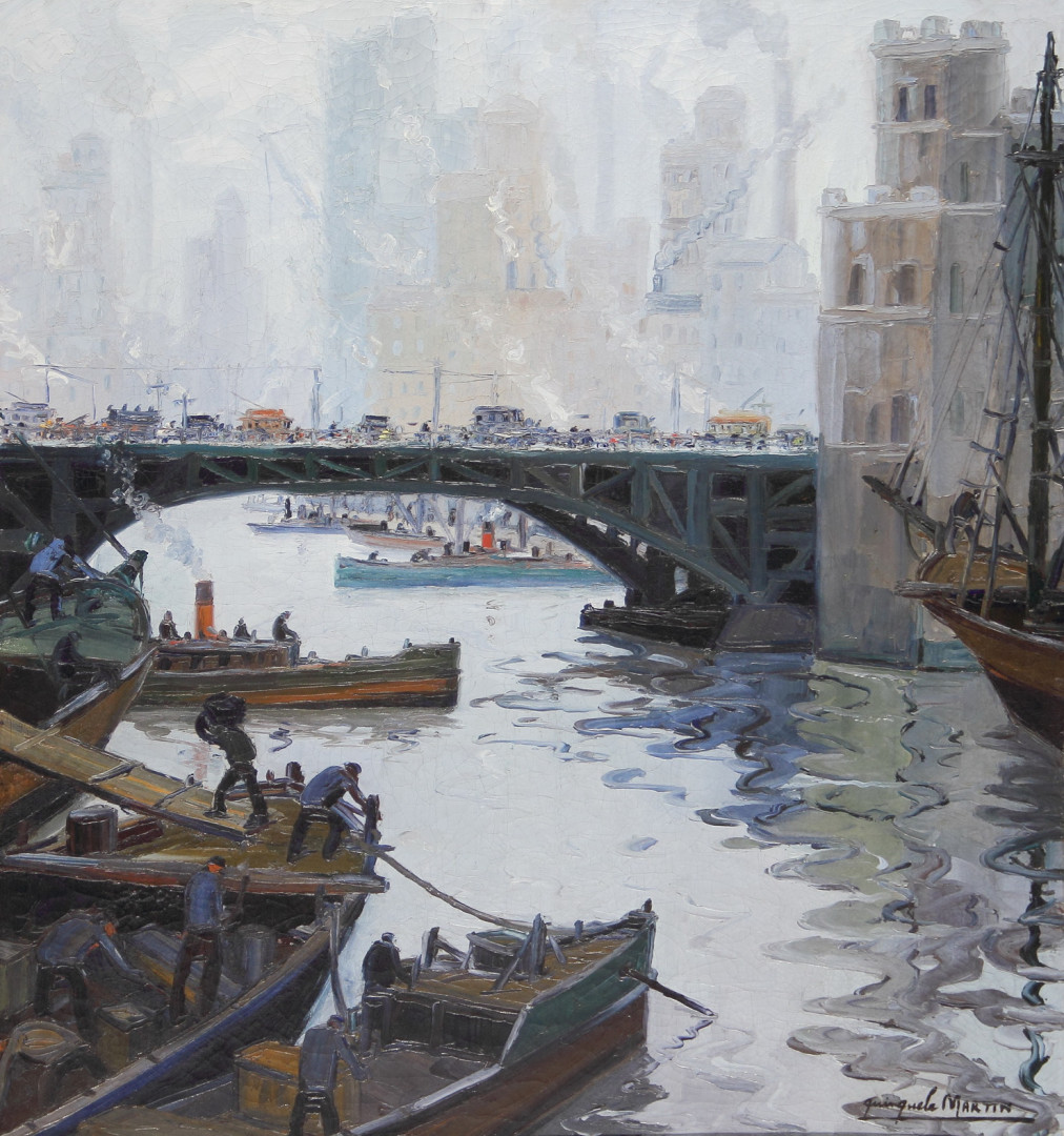 “Puente de Barracas”, óleo sobre tela. Gentileza Museo de Bellas Artes “Benito Quinquela Martín”.